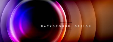 Çember çizgileri ve baloncuklar ışık ve gölge efektleriyle parlayan etki eğiminde. Işık, gölge ve derinliğin dinamik etkileşimi. Gelecekçi ve ritmik teknoloji tasarımı