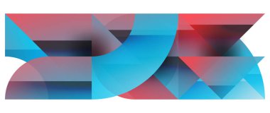Geometrik füzyon - üçgenlerin soyut harmonisi ve minimalist arkaplan tasarımında daireler. Duvar kağıdı, afiş, arkaplan, iniş sayfası, duvar sanatı, davetiye, baskı için şekil ve satır tasarımı