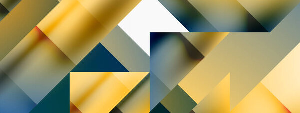 Vivid abstraction unfolds. Triangles in seamless harmony, composing dynamic geometric backdrop. Interplay of angles and hues forms captivating tapestry, evoking modernity and artistic allure