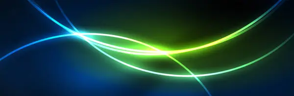 Linee Luminose Neon Blu Concetto Luce Spazio Energia Magica Disegno — Vettoriale Stock