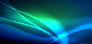 Neon ışıklarının ruhani parıltısında dinamik dalgalar. Hareket akışkanlığı ile neonun ışıl ışıl cazibesini birleştiren kavram, hem canlılığı hem de gelecekteki karmaşıklığı somutlaştıran büyüleyici arka plan.