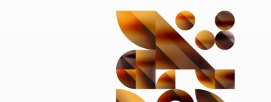 Vektör arkaplanı. Minimalist geometrik arkaplan daireler ve şekillerle süslenmiş. Dijital tasarımlar, sunumlar, web sitesi afişleri, sosyal medya paylaşımları için yaratıcılığı davet eden soyut sanat