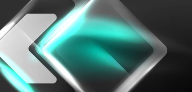 Neon parıldayan tekno çizgiler ve oklar, yüksek teknolojili soyut arkaplan şablonu