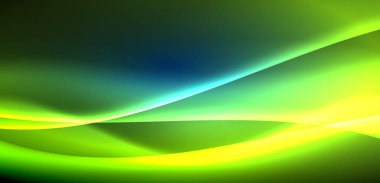 Neon ışıklarının ruhani parıltısında dinamik dalgalar. Hareket akışkanlığı ile neonun ışıl ışıl cazibesini birleştiren kavram, hem canlılığı hem de gelecekteki karmaşıklığı somutlaştıran büyüleyici arka plan.