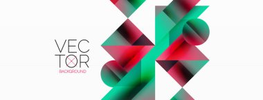 Kareli, üçgenli, daireli geometrik arkaplan. Şekiller uyumlu bir şekilde etkileşir, dijital tasarımlar, sunumlar, web sitesi afişleri, sosyal medya iletileri için görsel olarak çarpıcı bir tasarım oluşturur