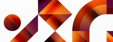 Kareli, üçgenli, daireli geometrik arkaplan. Şekiller uyumlu bir şekilde etkileşir, dijital tasarımlar, sunumlar, web sitesi afişleri, sosyal medya iletileri için görsel olarak çarpıcı bir tasarım oluşturur