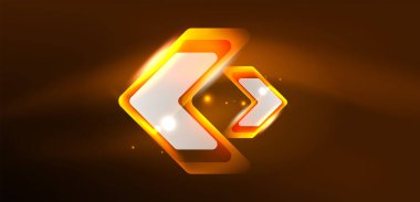 Neon parıldayan tekno çizgiler ve oklar, yüksek teknolojili soyut arkaplan şablonu