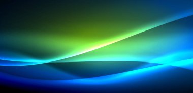 Neon ışıklarının ruhani parıltısında dinamik dalgalar. Hareket akışkanlığı ile neonun ışıl ışıl cazibesini birleştiren kavram, hem canlılığı hem de gelecekteki karmaşıklığı somutlaştıran büyüleyici arka plan.