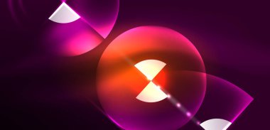 Neon ışığı parlayan daireler vektörü soyut arkaplan