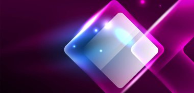 Neon parıldayan tekno çizgiler ve oklar, yüksek teknolojili soyut arkaplan şablonu