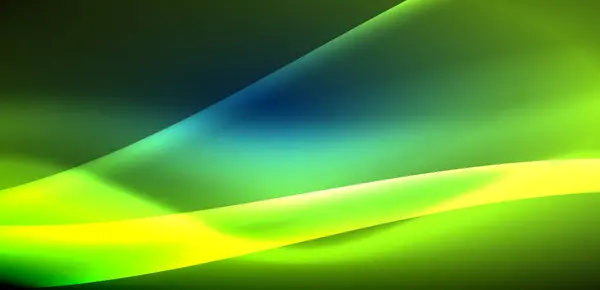 Neon Işıklarının Ruhani Parıltısında Dinamik Dalgalar Hareket Akışkanlığı Ile Neonun — Stok Vektör