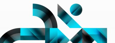 Parlak daire, kare, üçgen minimalist geometrik arkaplanı şekillendirir. Gösterişli, çağdaş tasarım dijital tasarımlar, sunumlar, web sitesi afişleri, sosyal medya paylaşımları için biraz sofistike