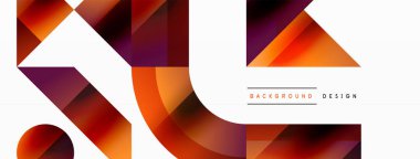 Kareli, üçgenli, daireli geometrik arkaplan. Şekiller uyumlu bir şekilde etkileşir, dijital tasarımlar, sunumlar, web sitesi afişleri, sosyal medya iletileri için görsel olarak çarpıcı bir tasarım oluşturur