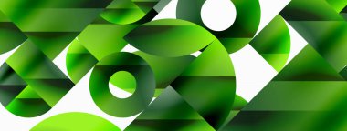 Vektör arkaplanı. Minimalist geometrik arkaplan daireler ve şekillerle süslenmiş. Dijital tasarımlar, sunumlar, web sitesi afişleri, sosyal medya paylaşımları için yaratıcılığı davet eden soyut sanat