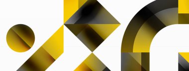 Parlak daire, kare, üçgen minimalist geometrik arkaplanı şekillendirir. Gösterişli, çağdaş tasarım dijital tasarımlar, sunumlar, web sitesi afişleri, sosyal medya paylaşımları için biraz sofistike