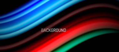 Siyah üzerine gökkuşağı renk dalgası çizgileri. Posterler, kapaklar, afişler, broşürler, web siteleri için tekno veya iş soyut arka plan
