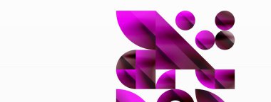 Vektör arkaplanı. Minimalist geometrik arkaplan daireler ve şekillerle süslenmiş. Dijital tasarımlar, sunumlar, web sitesi afişleri, sosyal medya paylaşımları için yaratıcılığı davet eden soyut sanat