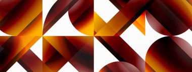 Beyaz zemin üzerinde canlı renk üçgenleri ve daireler dijital tasarımlar, sunumlar, web sitesi afişleri, sosyal medya paylaşımları için büyüleyici ve uyumlu bir kompozisyon oluşturmak için iç içe geçmiştir.