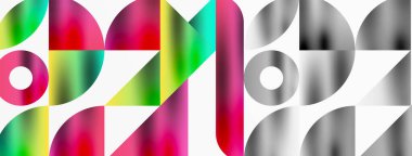 Büyüleyici bir geometrik mozaik desen içinde üçgenlerin, çizgilerin ve dairesel elementlerin sanatsal düzenlenmesi, görsel olarak dinamik ve büyüleyici bir bileşim sunar.