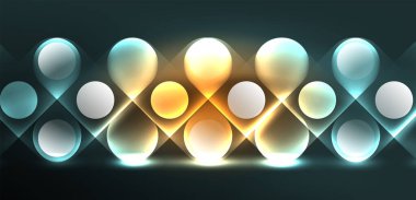 Soyut parlak neon ışıklı tekno daireler arka planı