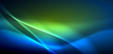 Neon ışıklarının ruhani parıltısında dinamik dalgalar. Hareket akışkanlığı ile neonun ışıl ışıl cazibesini birleştiren kavram, hem canlılığı hem de gelecekteki karmaşıklığı somutlaştıran büyüleyici arka plan.