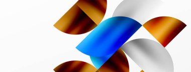 Metalik yuvarlak üçgenler içeren minimalist geometrik arkaplan, duvar kağıdı, pankart, arkaplan, iniş sayfası için temiz, metalik formlara vurgu yapan parlak ve modern görsel estetik sunuyor