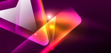 Neon parıldayan tekno çizgiler ve oklar, yüksek teknolojili soyut arkaplan şablonu