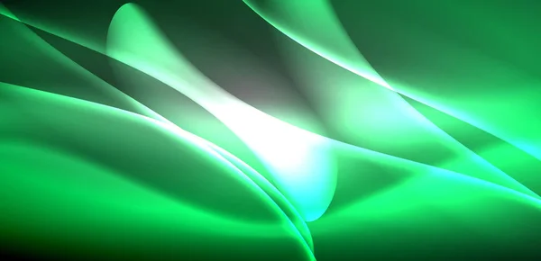 Neonbeleuchtete Wellen Wogen Über Den Hintergrund Hypnotisierender Tanz Aus Lumineszenz — Stockvektor