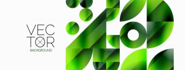 Vektör arkaplanı. Minimalist geometrik arkaplan daireler ve şekillerle süslenmiş. Dijital tasarımlar, sunumlar, web sitesi afişleri, sosyal medya paylaşımları için yaratıcılığı davet eden soyut sanat