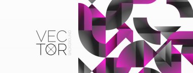 Dijital tasarımlar, sunumlar, web sitesi afişleri, sosyal medya paylaşımları için çok yönlülük ve görsel cazibe sağlayan, minimalist soyut tuval üzerinde geometrik biçimlerin Amalgamatasyonu