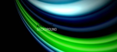 Siyah üzerine gökkuşağı renk dalgası çizgileri. Posterler, kapaklar, afişler, broşürler, web siteleri için tekno veya iş soyut arka plan