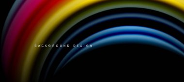 Siyah üzerine gökkuşağı renk dalgası çizgileri. Posterler, kapaklar, afişler, broşürler, web siteleri için tekno veya iş soyut arka plan