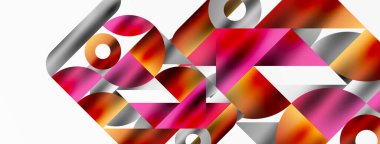 Büyüleyici bir geometrik mozaik desen içinde üçgenlerin, çizgilerin ve dairesel elementlerin sanatsal düzenlenmesi, görsel olarak dinamik ve büyüleyici bir bileşim sunar.