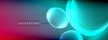 Vektör soyut arkaplan - sıvı gradyan üzerinde sıvı şeffaf kabarcık şekilleri gölgeler ve ışık efektleri