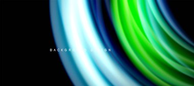 Siyah üzerine gökkuşağı renk dalgası çizgileri. Posterler, kapaklar, afişler, broşürler, web siteleri için tekno veya iş soyut arka plan