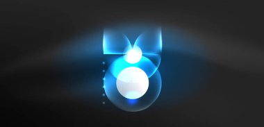 Soyut arka plan mavi parlak neon renkli yuvarlak elementler ve daireler. Duvar kağıdı, bayrak, arkaplan, kart, kitap illüstrasyonu, iniş sayfası için tekno fütüristik vektör ilülasyonu