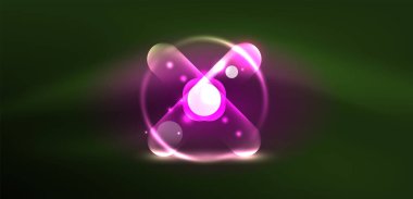 Soyut parlak neon ışıklı tekno daireler arka planı