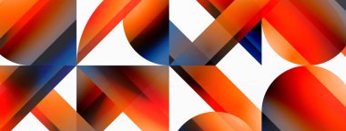 Gradyan renk üçgenleri ve beyaz daireler. Dinamik karışım büyüleyici görsel etki yaratıyor. Dijital tasarımlar, sunumlar, web sitesi afişleri, sosyal medya paylaşımları için geometrik arkaplan