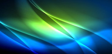 Neon ışıklarının ruhani parıltısında dinamik dalgalar. Hareket akışkanlığı ile neonun ışıl ışıl cazibesini birleştiren kavram, hem canlılığı hem de gelecekteki karmaşıklığı somutlaştıran büyüleyici arka plan.