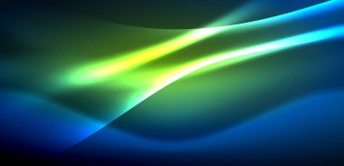 Neon ışıklarının ruhani parıltısında dinamik dalgalar. Hareket akışkanlığı ile neonun ışıl ışıl cazibesini birleştiren kavram, hem canlılığı hem de gelecekteki karmaşıklığı somutlaştıran büyüleyici arka plan.