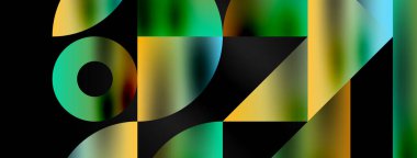 Üçgenlerin, çizgilerin ve yuvarlak elementlerin uyumlu etkileşimlerini içeren mozaik desen yapısı, posterler, kapaklar, broşürler, web siteleri için görsel olarak çekici ve dinamik bir tasarım yaratıyor