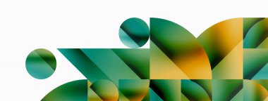 Vektör arkaplanı. Minimalist geometrik arkaplan daireler ve şekillerle süslenmiş. Dijital tasarımlar, sunumlar, web sitesi afişleri, sosyal medya paylaşımları için yaratıcılığı davet eden soyut sanat