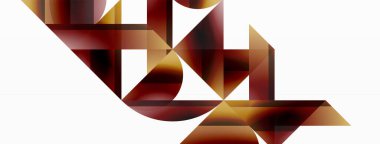 Canlı eğimli üçgenler ve beyaz üzerinde daireler. Dijital tasarımlar, sunumlar, web sitesi afişleri, sosyal medya paylaşımları için şekillerin büyüleyici birleşimi