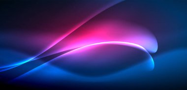 Neon ışıklarının ruhani parıltısında dinamik dalgalar. Hareket akışkanlığı ile neonun ışıl ışıl cazibesini birleştiren kavram, hem canlılığı hem de gelecekteki karmaşıklığı somutlaştıran büyüleyici arka plan.