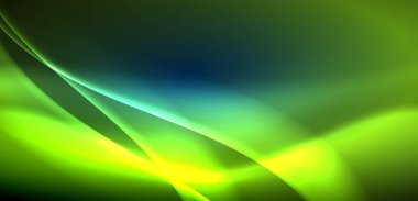 Neon ışıklarının ruhani parıltısında dinamik dalgalar. Hareket akışkanlığı ile neonun ışıl ışıl cazibesini birleştiren kavram, hem canlılığı hem de gelecekteki karmaşıklığı somutlaştıran büyüleyici arka plan.