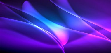 Neon ışıklarının ruhani parıltısında dinamik dalgalar. Hareket akışkanlığı ile neonun ışıl ışıl cazibesini birleştiren kavram, hem canlılığı hem de gelecekteki karmaşıklığı somutlaştıran büyüleyici arka plan.