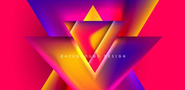 Örtüler, şablonlar, el ilanları, broşürler, afişler için üstüste binen üçgenler ve sıvı gradyanlarla soyut fırın