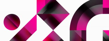 Parlak daire, kare, üçgen minimalist geometrik arkaplanı şekillendirir. Gösterişli, çağdaş tasarım dijital tasarımlar, sunumlar, web sitesi afişleri, sosyal medya paylaşımları için biraz sofistike