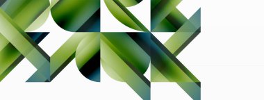 Canlı eğimli üçgenler ve beyaz üzerinde daireler. Dijital tasarımlar, sunumlar, web sitesi afişleri, sosyal medya paylaşımları için şekillerin büyüleyici birleşimi