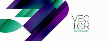 Dinamik soyut vektör arkaplanı. Dairelerin, karelerin ve üçgenlerin uyumlu birleşimi. Geometrik elementler büyüleyici bir zemin oluşturmak için birbirine dolanır. Her şekil biçimlerin kaleydoskopuna katkıda bulunur